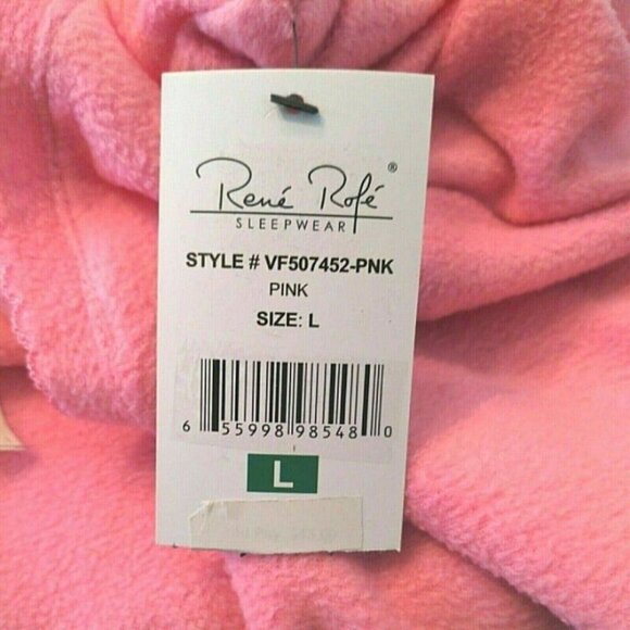 Rene Rofe Womens Pajama Shirt Top Sweater Fleece Pink L/S Size L Large NEW - Picture 5 of 8